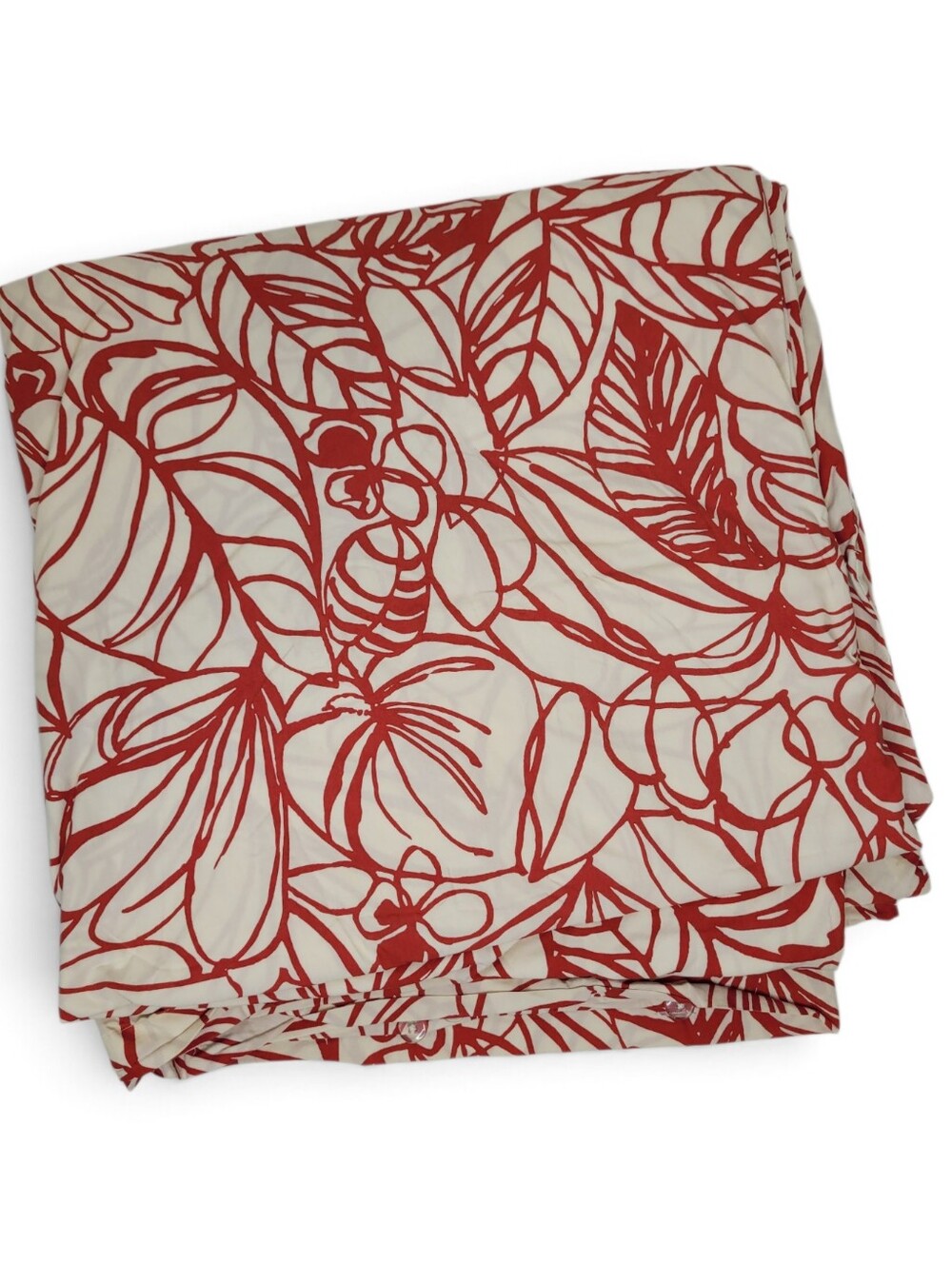West Elm Sketch Floral Duvet Cover Full/Queen White Red